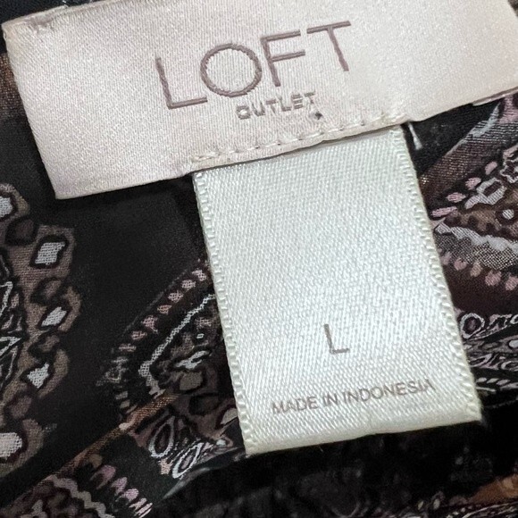 Loft long sleeve black and pink print semi sheer top size large - Picture 6 of 7